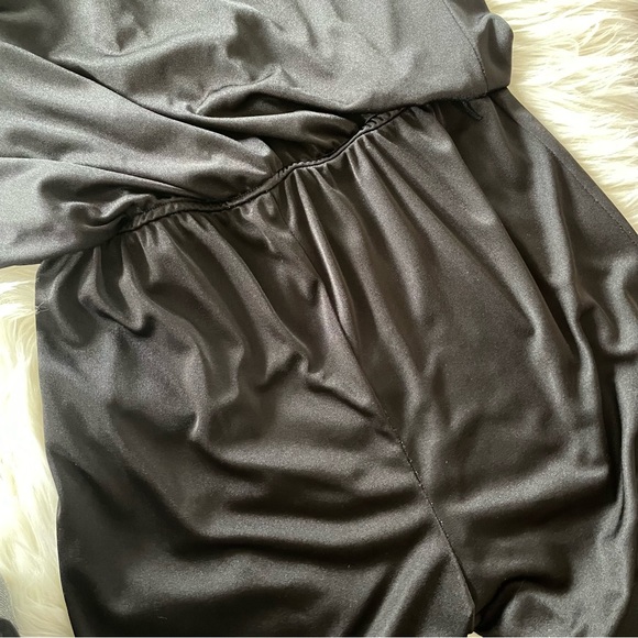 Vintage Sue Brett Black Jumpsuit Pantsuit 70’s Cocktail Evening Flutter Sz Large - Picture 7 of 8